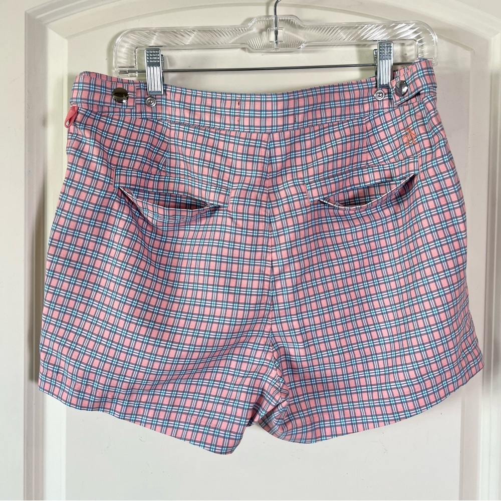 NWT Original Penguin Men's Hybrid Swim Trunks 32 Coral Blue Plaid Board Shorts - Picture 11 of 14